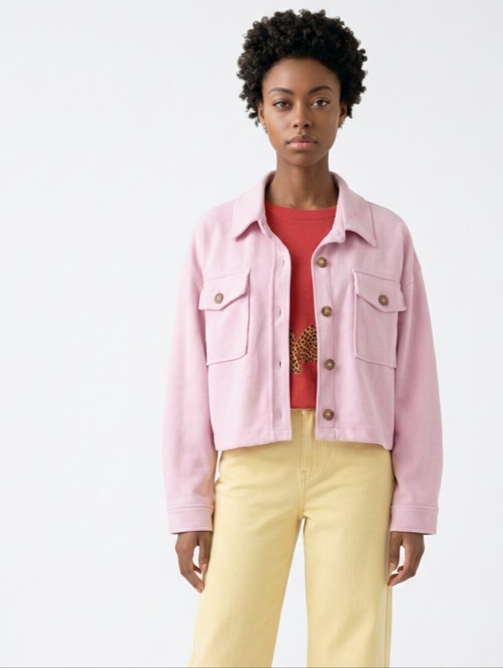Love Tree Faux Suede Spring Jacket in Only Pink Size L